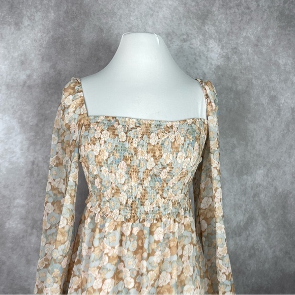 Wilfred x Aritzia Tempest Mini Smocked Chiffon Mini Dress Women's Sz S - Picture 3 of 10